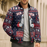 Funny Santa Six Seven Bruh Christmas Bomber Puffer Jacket Meme Gen Alpha Slang - Wonder Print Shop