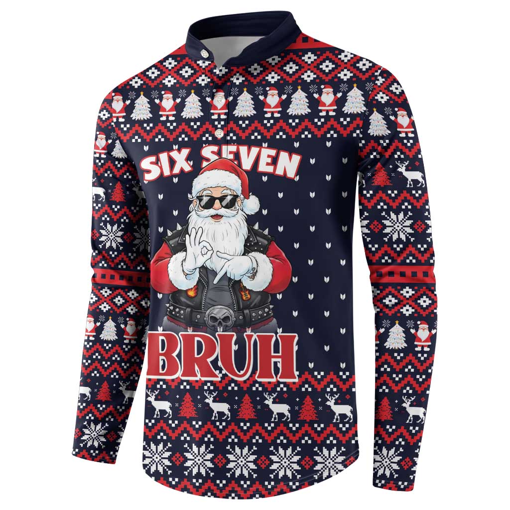 Funny Santa Six Seven Bruh Christmas Button Sweatshirt Meme Gen Alpha Slang - Wonder Print Shop