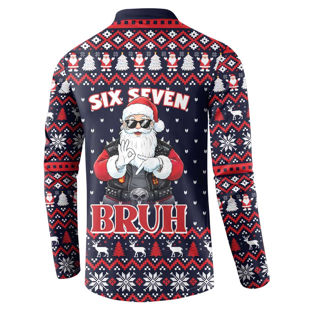 Funny Santa Six Seven Bruh Christmas Button Sweatshirt Meme Gen Alpha Slang - Wonder Print Shop