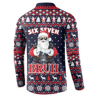 Funny Santa Six Seven Bruh Christmas Button Sweatshirt Meme Gen Alpha Slang - Wonder Print Shop