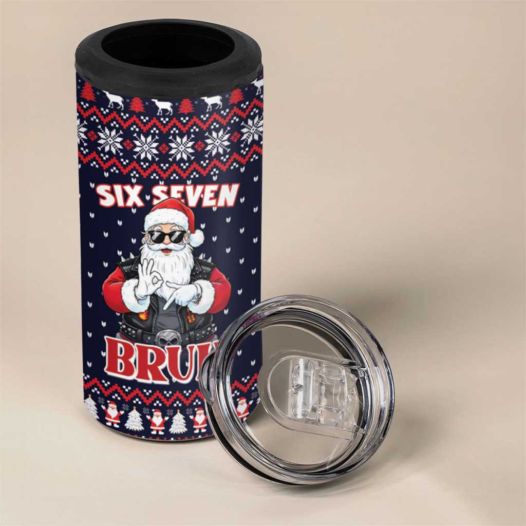 Funny Santa Six Seven Bruh Christmas 4 in 1 Can Cooler Tumbler Meme Gen Alpha Slang - Wonder Print Shop