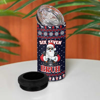 Funny Santa Six Seven Bruh Christmas 4 in 1 Can Cooler Tumbler Meme Gen Alpha Slang - Wonder Print Shop
