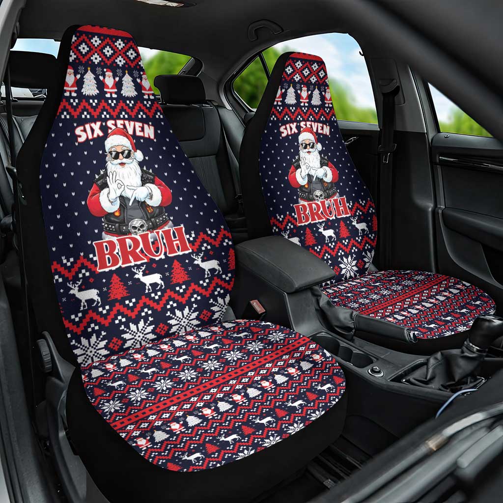 Funny Santa Six Seven Bruh Christmas Car Seat Cover Meme Gen Alpha Slang - Wonder Print Shop