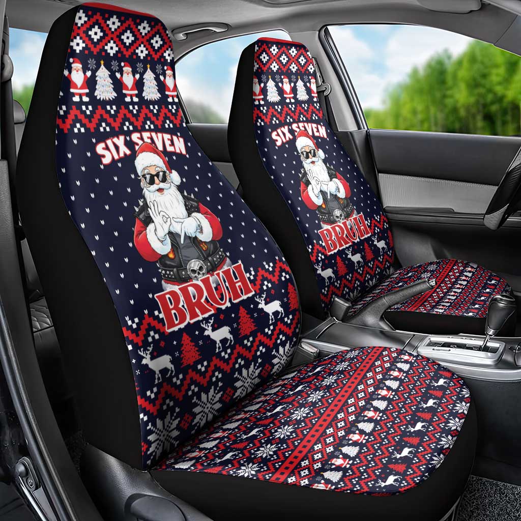 Funny Santa Six Seven Bruh Christmas Car Seat Cover Meme Gen Alpha Slang - Wonder Print Shop