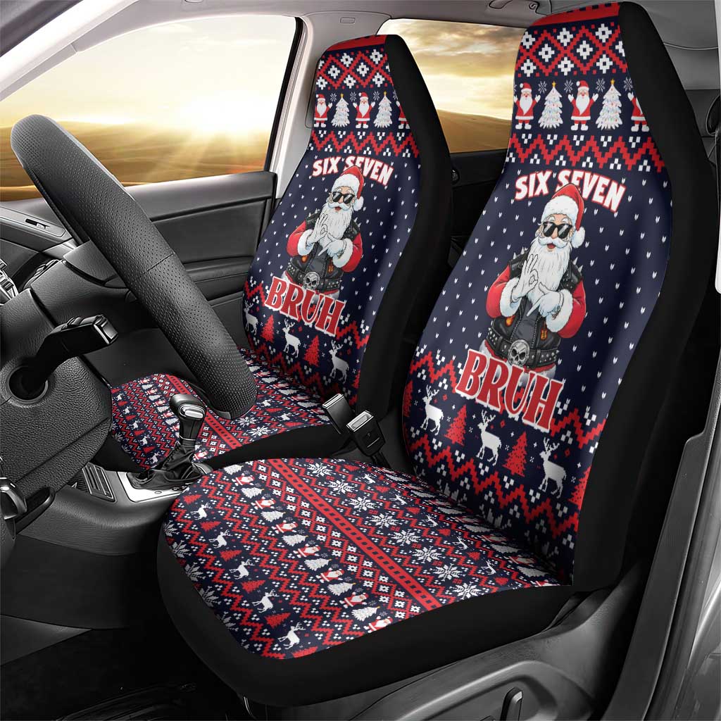 Funny Santa Six Seven Bruh Christmas Car Seat Cover Meme Gen Alpha Slang - Wonder Print Shop