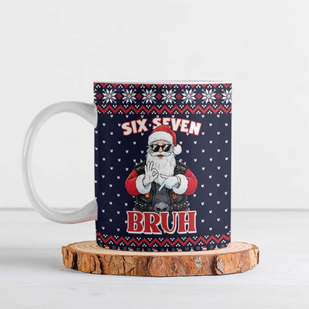 Funny Santa Six Seven Bruh Christmas Ceramic Mug Meme Gen Alpha Slang - Wonder Print Shop