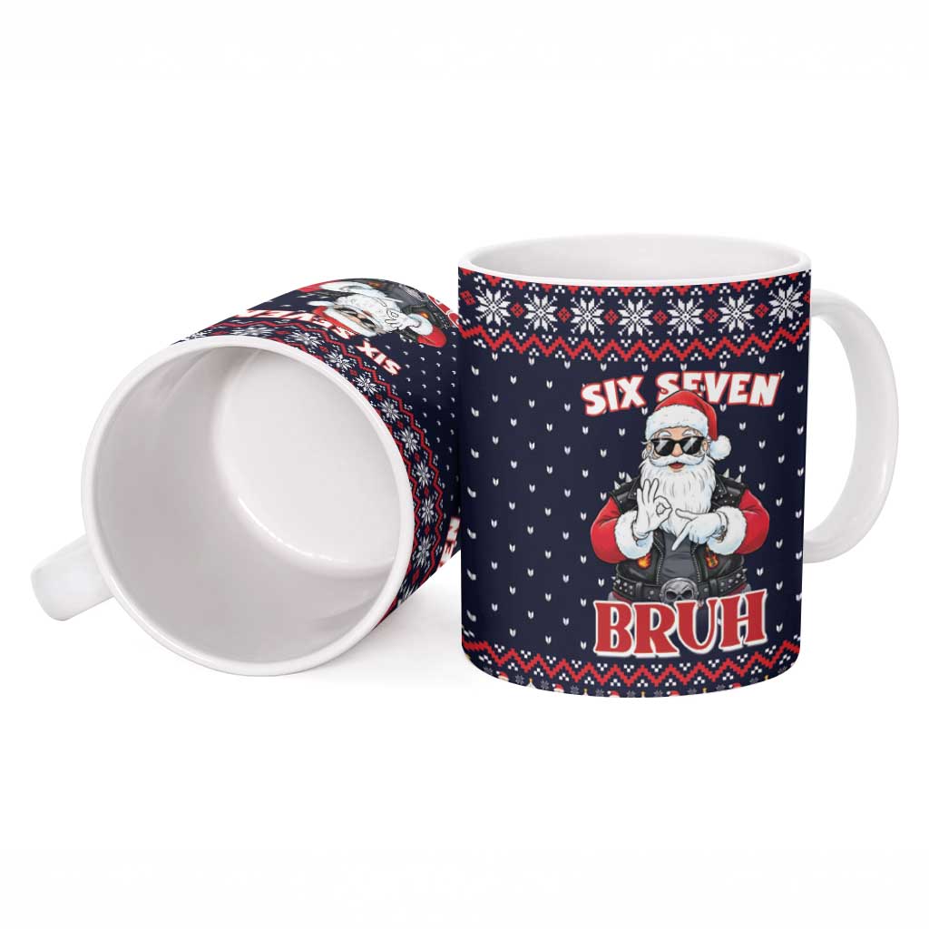 Funny Santa Six Seven Bruh Christmas Ceramic Mug Meme Gen Alpha Slang - Wonder Print Shop