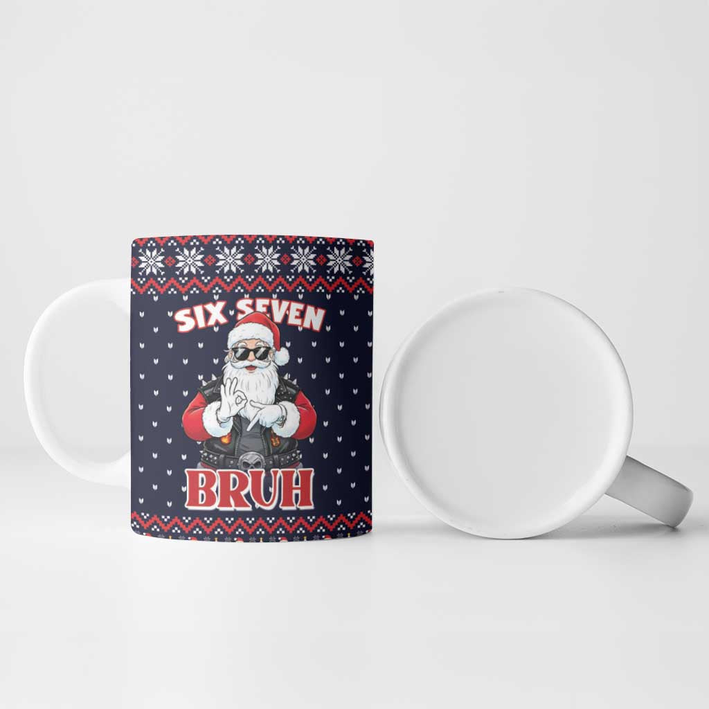 Funny Santa Six Seven Bruh Christmas Ceramic Mug Meme Gen Alpha Slang - Wonder Print Shop