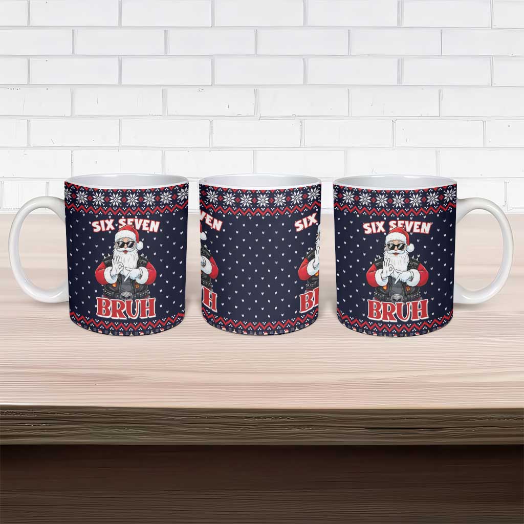 Funny Santa Six Seven Bruh Christmas Ceramic Mug Meme Gen Alpha Slang - Wonder Print Shop