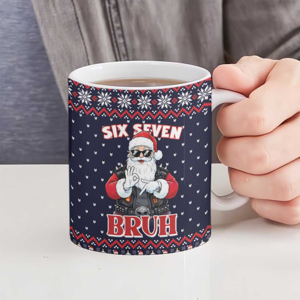 Funny Santa Six Seven Bruh Christmas Ceramic Mug Meme Gen Alpha Slang - Wonder Print Shop