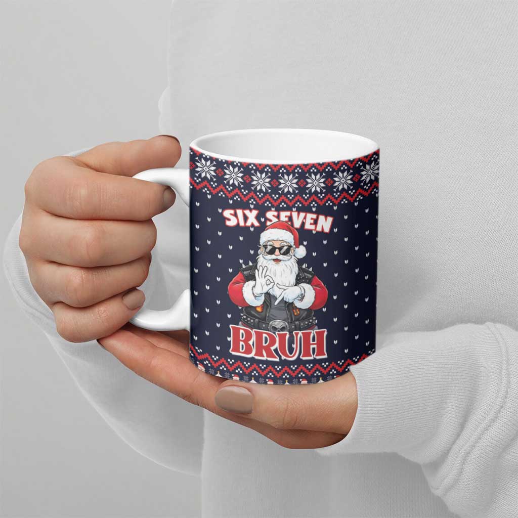 Funny Santa Six Seven Bruh Christmas Ceramic Mug Meme Gen Alpha Slang - Wonder Print Shop