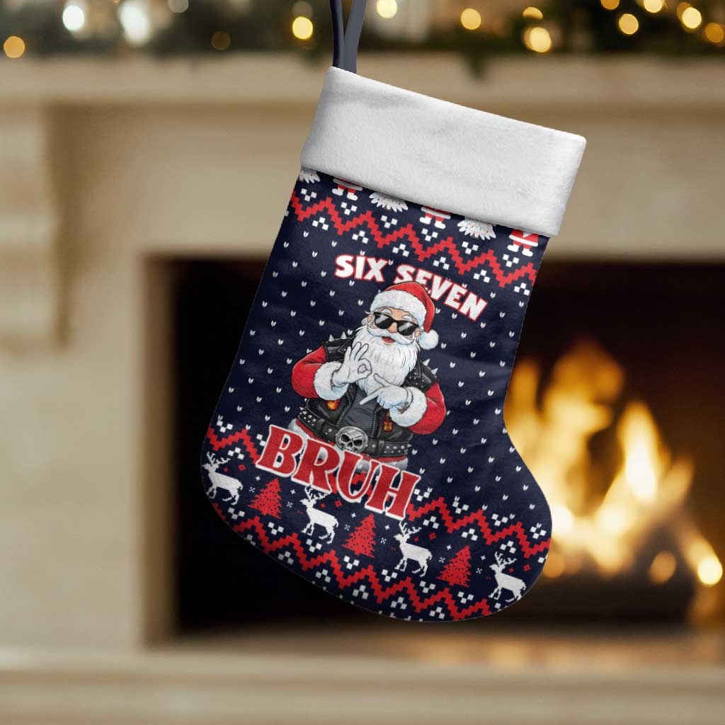 Funny Santa Six Seven Bruh Christmas Stocking Meme Gen Alpha Slang - Wonder Print Shop