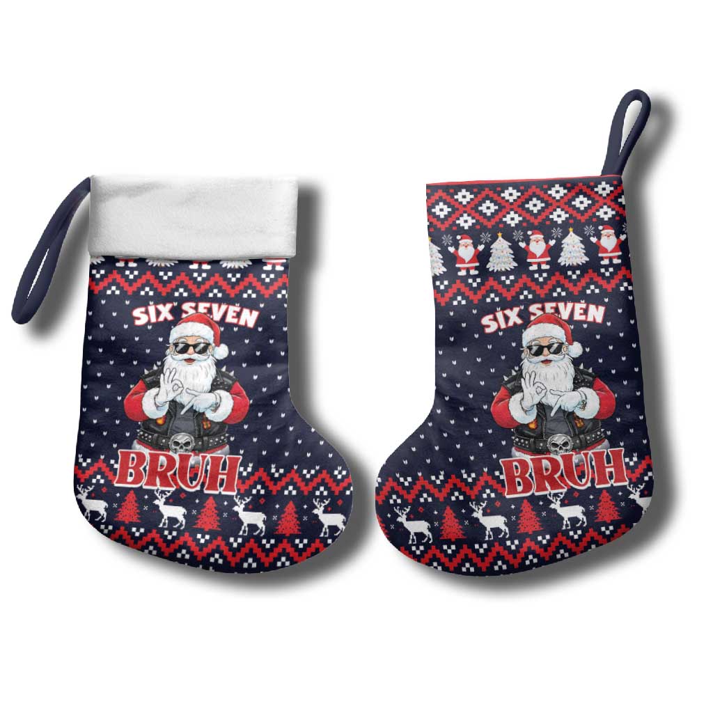 Funny Santa Six Seven Bruh Christmas Stocking Meme Gen Alpha Slang - Wonder Print Shop