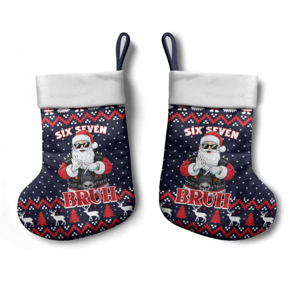 Funny Santa Six Seven Bruh Christmas Stocking Meme Gen Alpha Slang - Wonder Print Shop