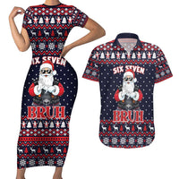 Funny Santa Six Seven Bruh Christmas Couples Matching Short Sleeve Bodycon Dress and Hawaiian Shirt Meme Gen Alpha Slang - Wonder Print Shop