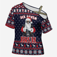 Funny Santa Six Seven Bruh Christmas Cross Shoulder Shirt Meme Gen Alpha Slang - Wonder Print Shop