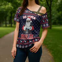 Funny Santa Six Seven Bruh Christmas Cross Shoulder Shirt Meme Gen Alpha Slang - Wonder Print Shop