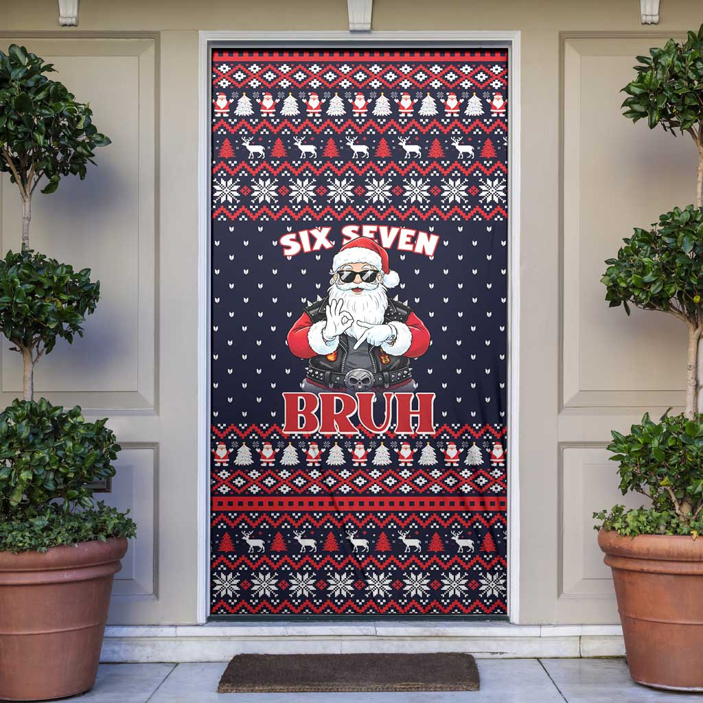 Funny Santa Six Seven Bruh Christmas Door Cover Meme Gen Alpha Slang - Wonder Print Shop