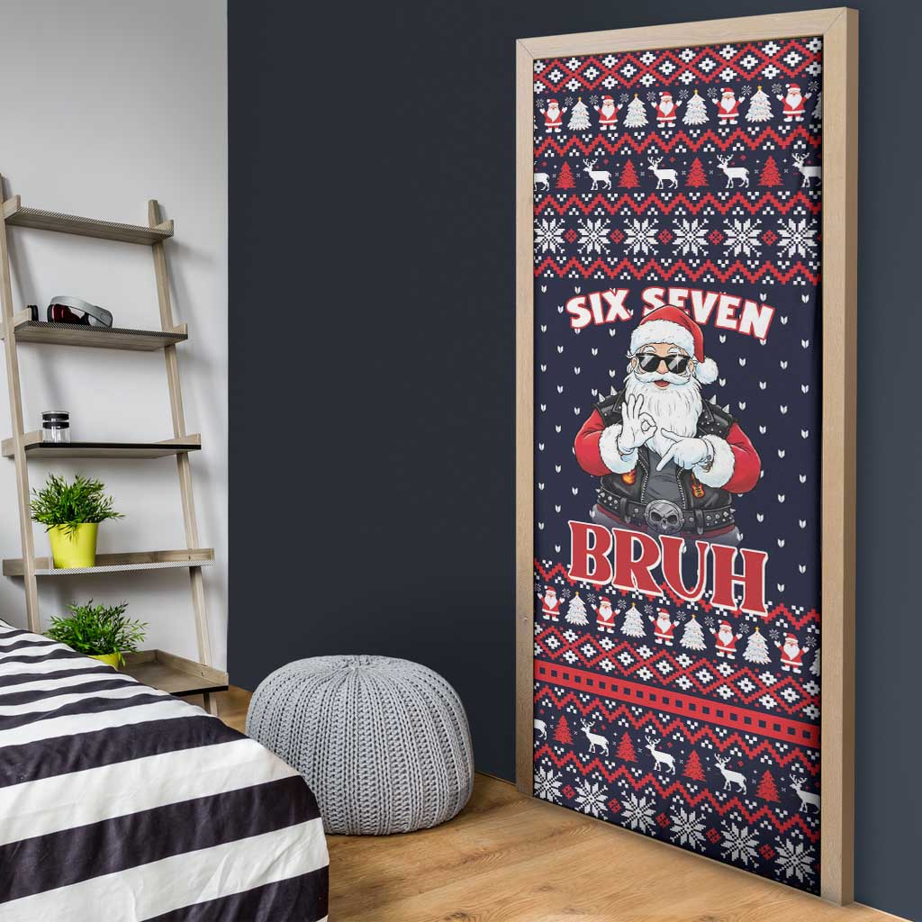 Funny Santa Six Seven Bruh Christmas Door Cover Meme Gen Alpha Slang - Wonder Print Shop