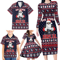 Funny Santa Six Seven Bruh Christmas Family Matching Long Sleeve Bodycon Dress and Hawaiian Shirt Meme Gen Alpha Slang - Wonder Print Shop
