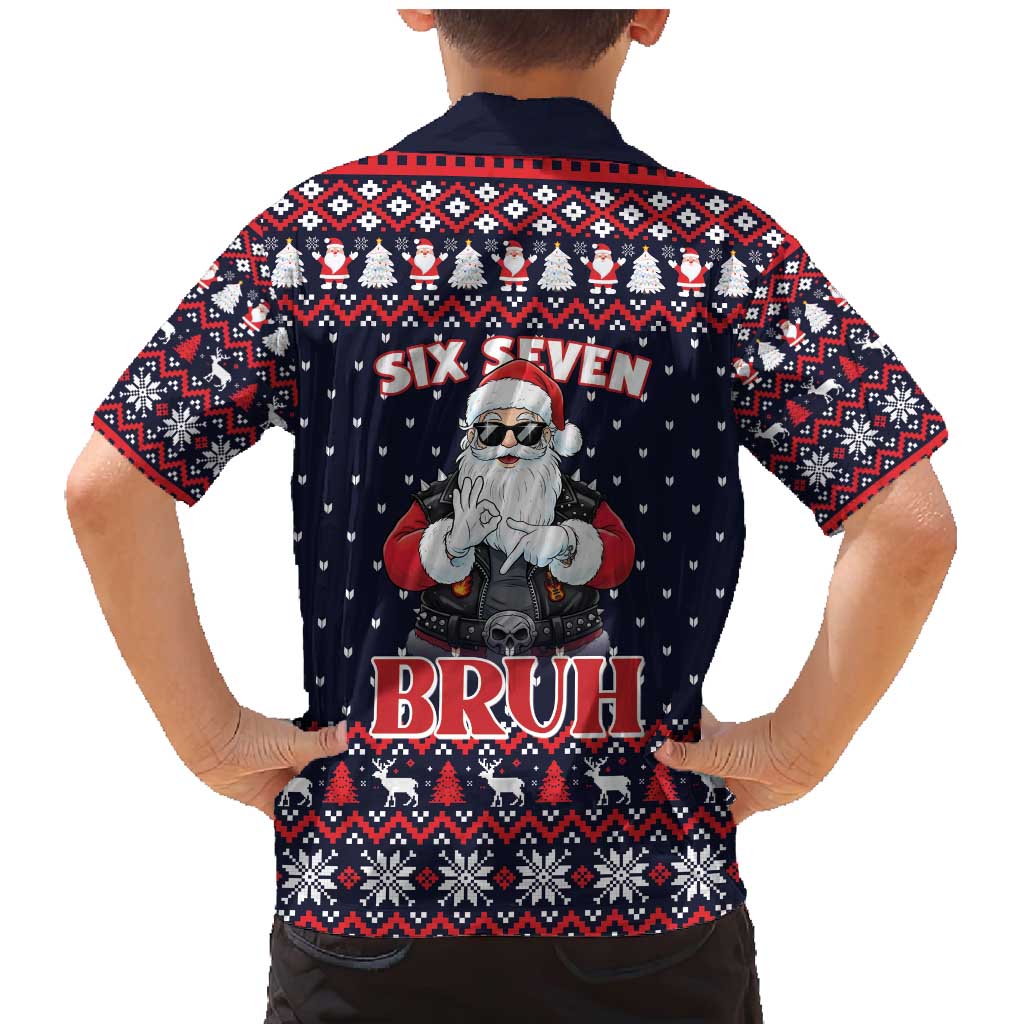 Funny Santa Six Seven Bruh Christmas Family Matching Mermaid Dress and Hawaiian Shirt Meme Gen Alpha Slang - Wonder Print Shop