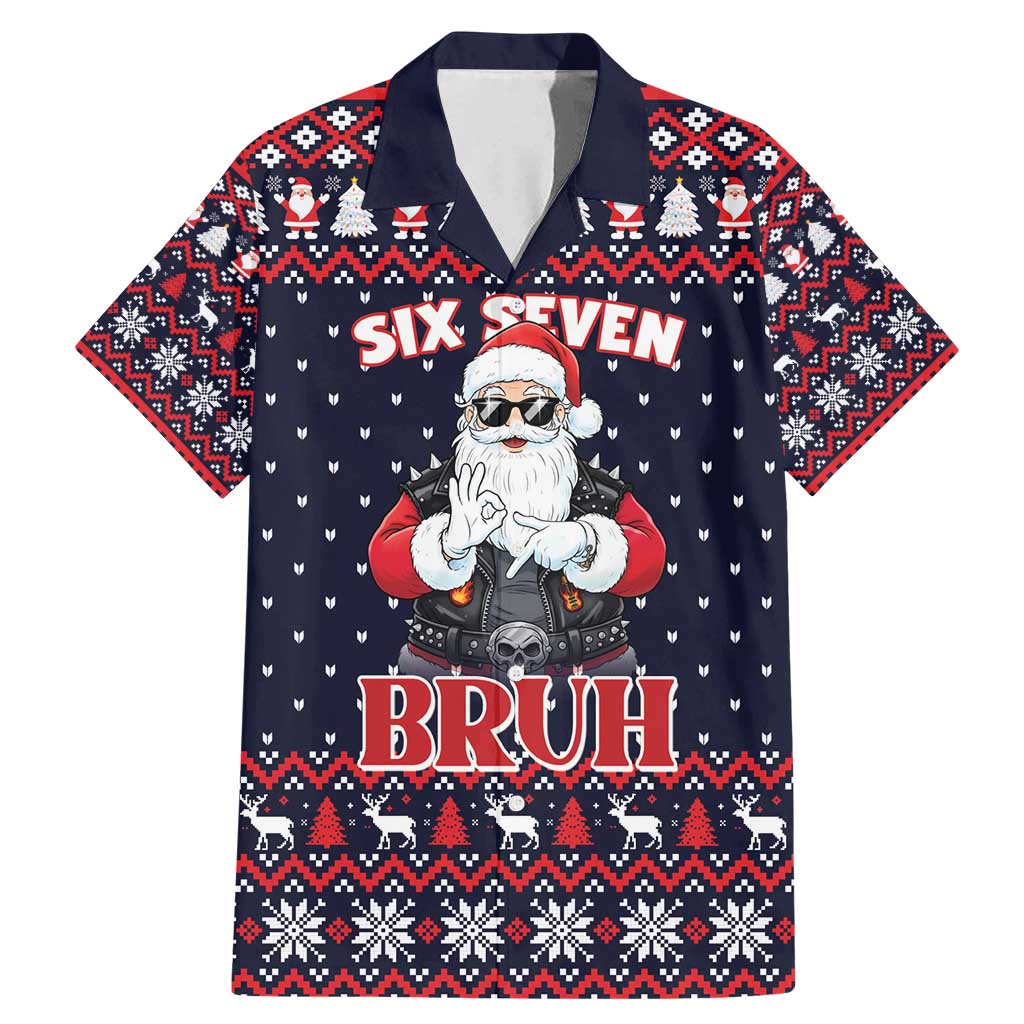 Funny Santa Six Seven Bruh Christmas Family Matching Mermaid Dress and Hawaiian Shirt Meme Gen Alpha Slang - Wonder Print Shop