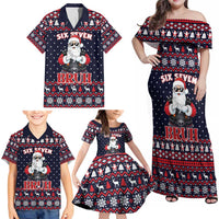 Funny Santa Six Seven Bruh Christmas Family Matching Off Shoulder Maxi Dress and Hawaiian Shirt Meme Gen Alpha Slang - Wonder Print Shop