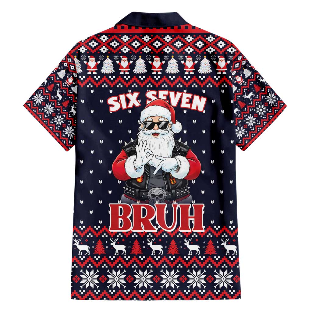 Funny Santa Six Seven Bruh Christmas Family Matching Off Shoulder Maxi Dress and Hawaiian Shirt Meme Gen Alpha Slang - Wonder Print Shop