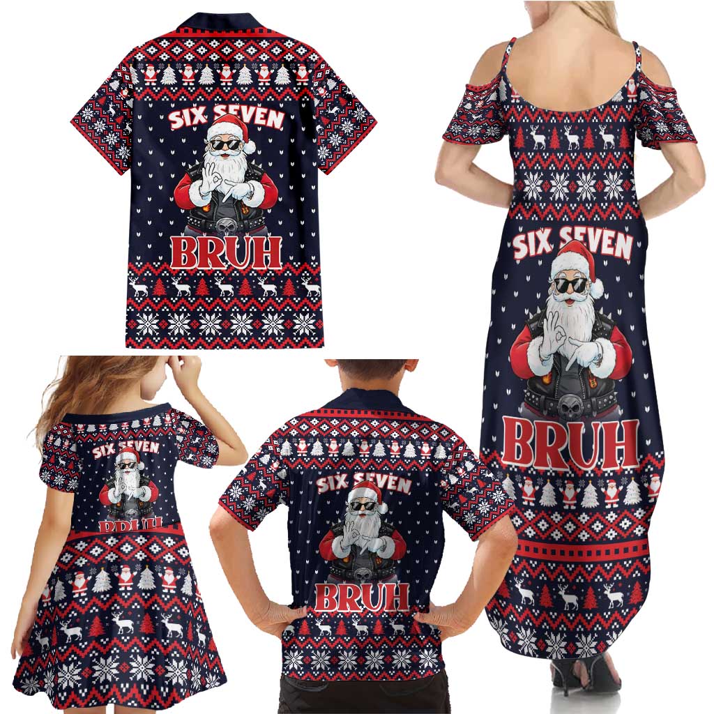 Funny Santa Six Seven Bruh Christmas Family Matching Summer Maxi Dress and Hawaiian Shirt Meme Gen Alpha Slang - Wonder Print Shop