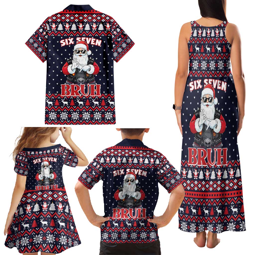 Funny Santa Six Seven Bruh Christmas Family Matching Tank Maxi Dress and Hawaiian Shirt Meme Gen Alpha Slang - Wonder Print Shop