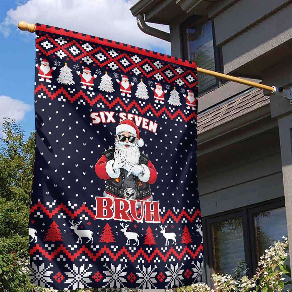 Funny Santa Six Seven Bruh Christmas Garden Flag Meme Gen Alpha Slang - Wonder Print Shop