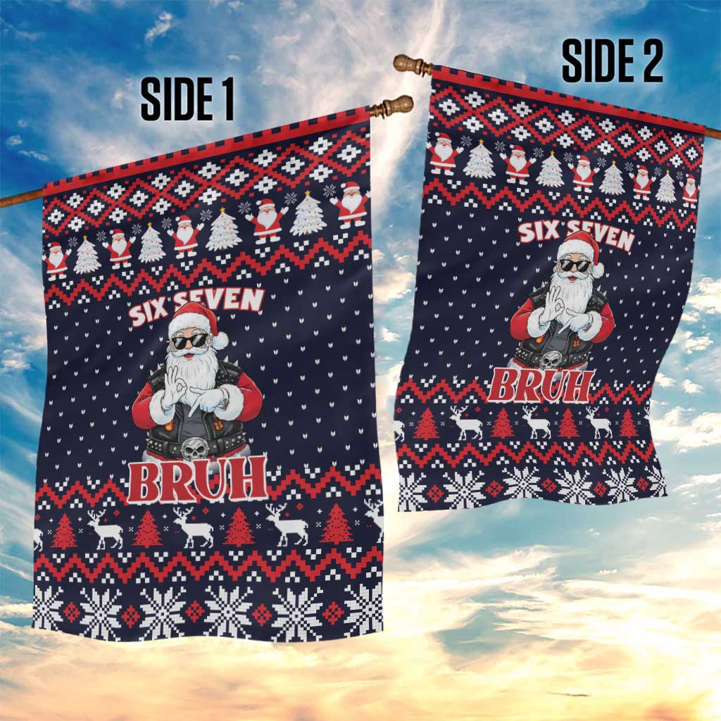 Funny Santa Six Seven Bruh Christmas Garden Flag Meme Gen Alpha Slang - Wonder Print Shop