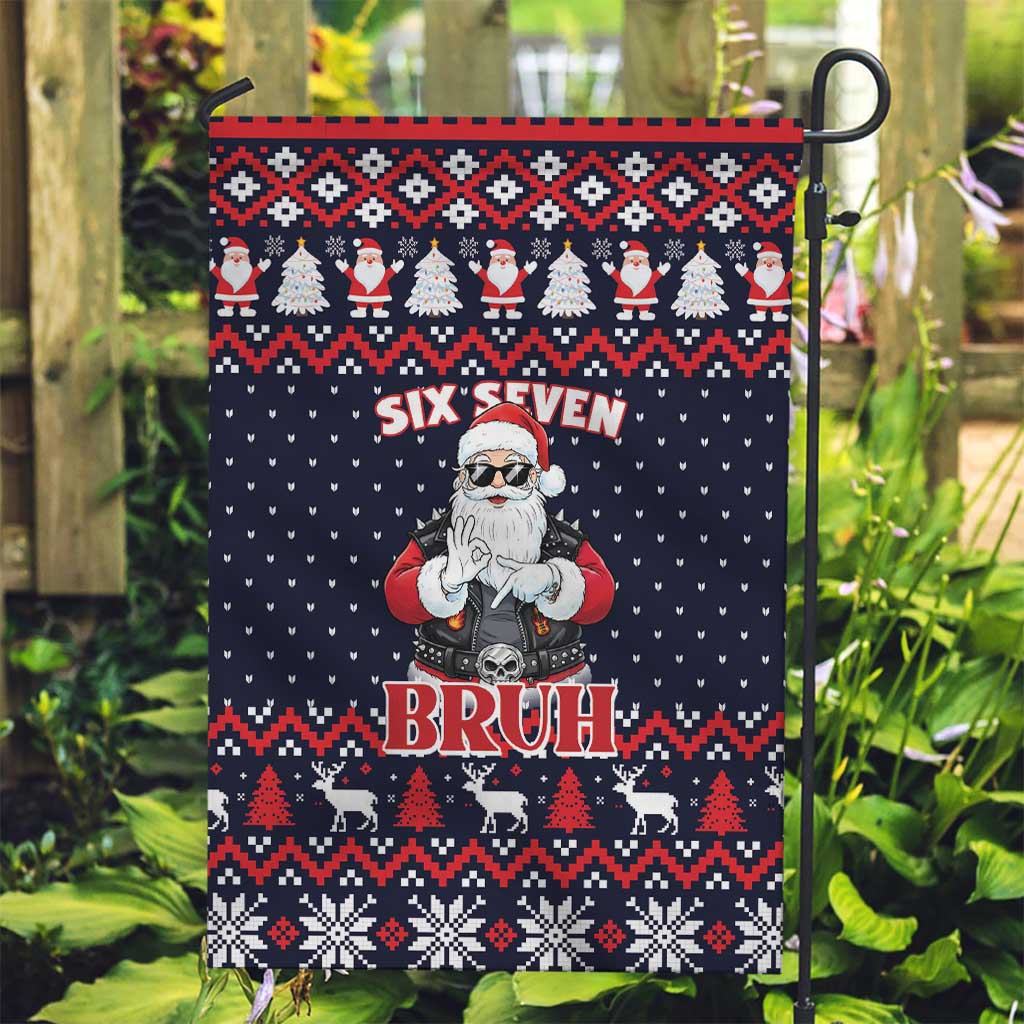 Funny Santa Six Seven Bruh Christmas Garden Flag Meme Gen Alpha Slang - Wonder Print Shop