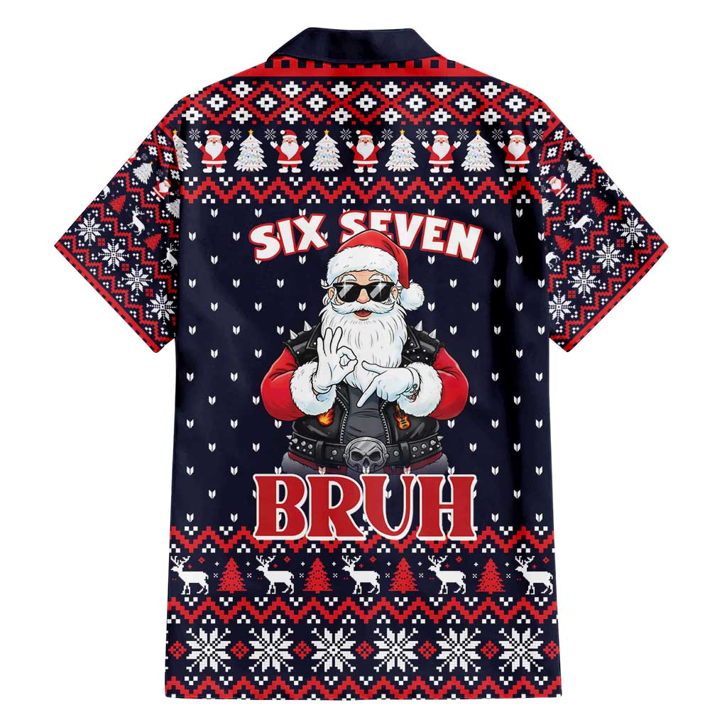 Funny Santa Six Seven Bruh Christmas Hawaiian Shirt Meme Gen Alpha Slang - Wonder Print Shop