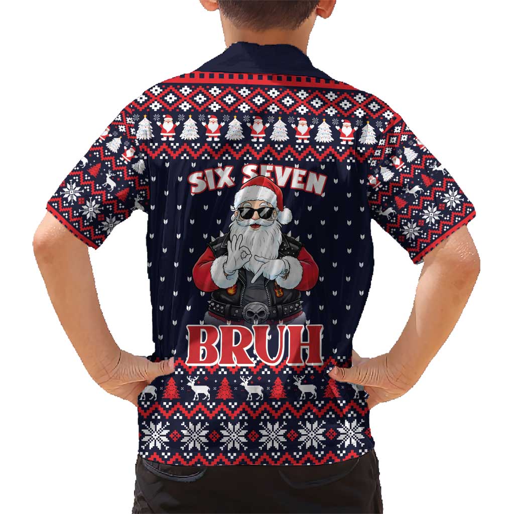 Funny Santa Six Seven Bruh Christmas Hawaiian Shirt Meme Gen Alpha Slang - Wonder Print Shop