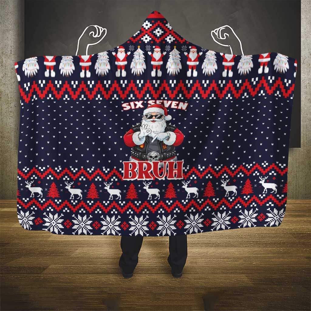 Funny Santa Six Seven Bruh Christmas Hooded Blanket Meme Gen Alpha Slang - Wonder Print Shop