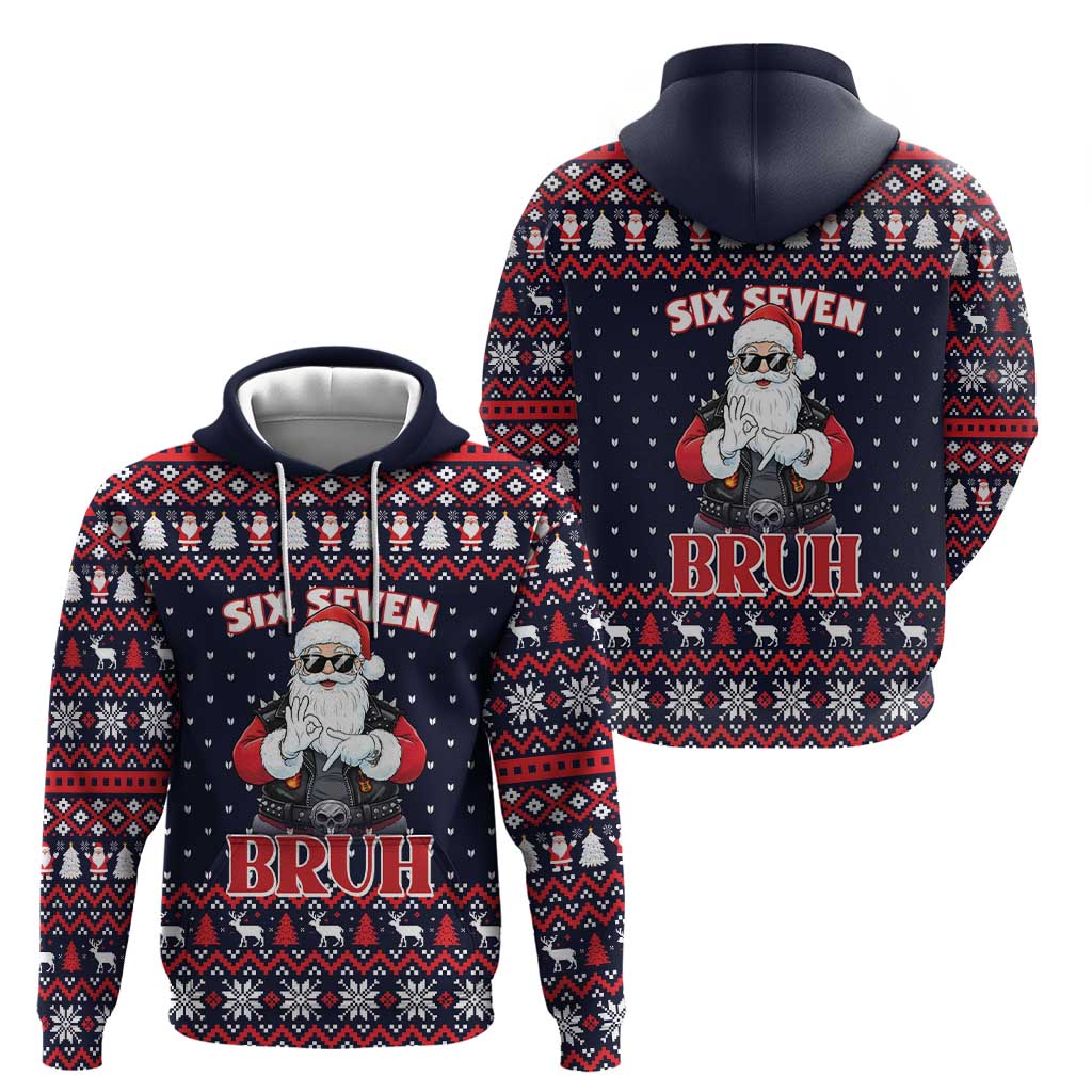 Funny Santa Six Seven Bruh Christmas Hoodie Meme Gen Alpha Slang - Wonder Print Shop