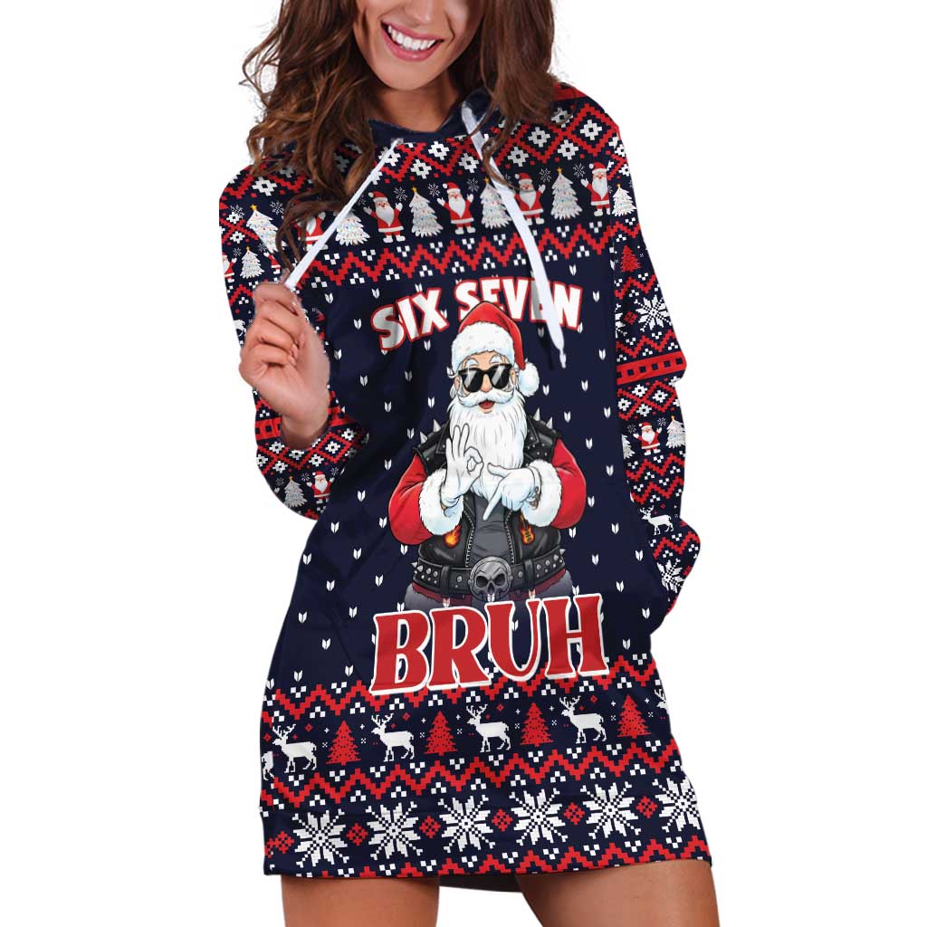 Funny Santa Six Seven Bruh Christmas Hoodie Dress Meme Gen Alpha Slang - Wonder Print Shop