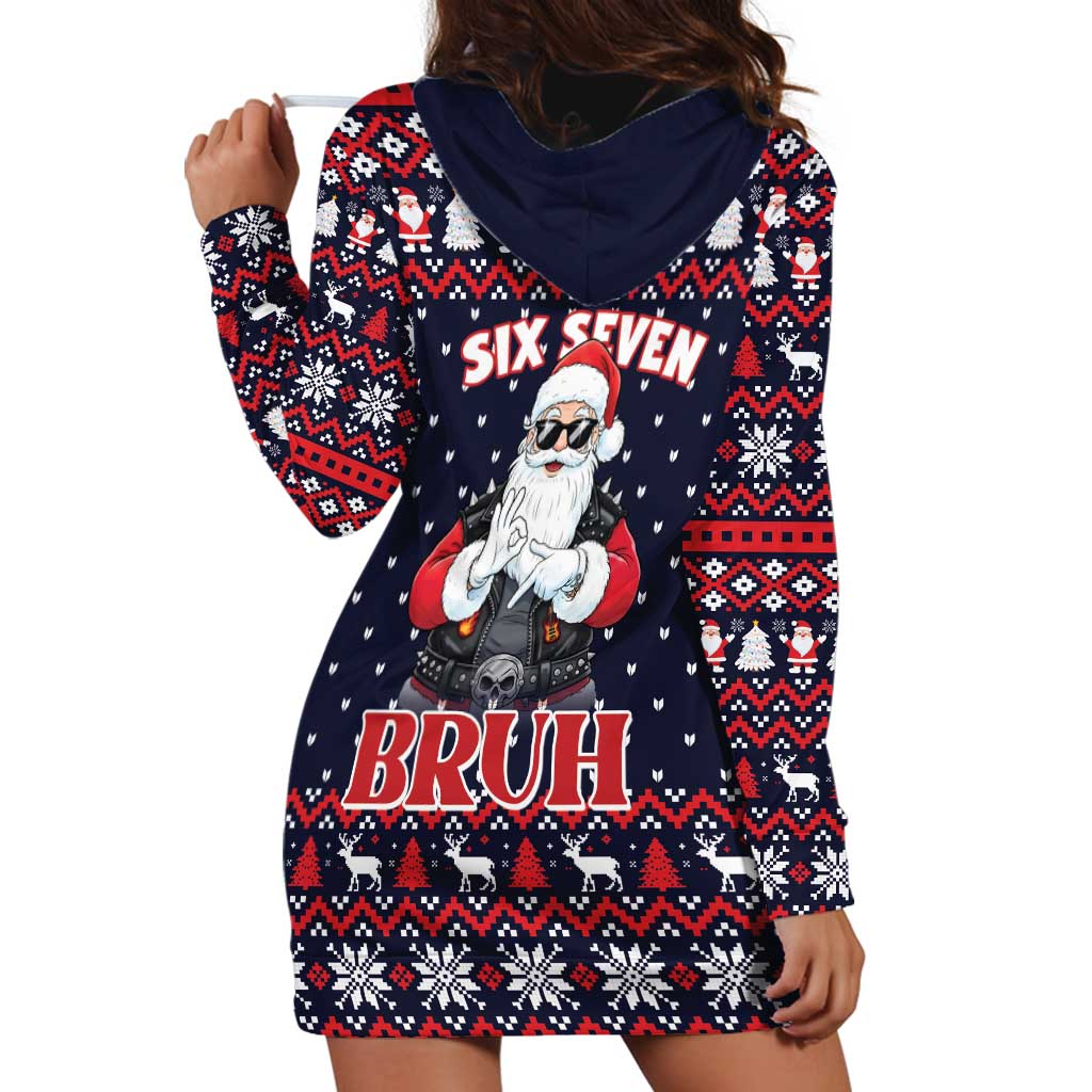 Funny Santa Six Seven Bruh Christmas Hoodie Dress Meme Gen Alpha Slang - Wonder Print Shop