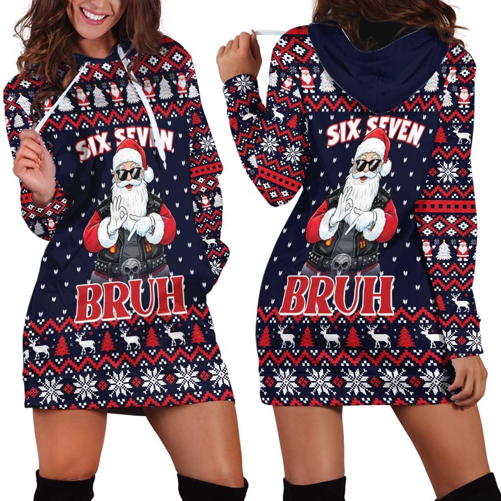 Funny Santa Six Seven Bruh Christmas Hoodie Dress Meme Gen Alpha Slang - Wonder Print Shop