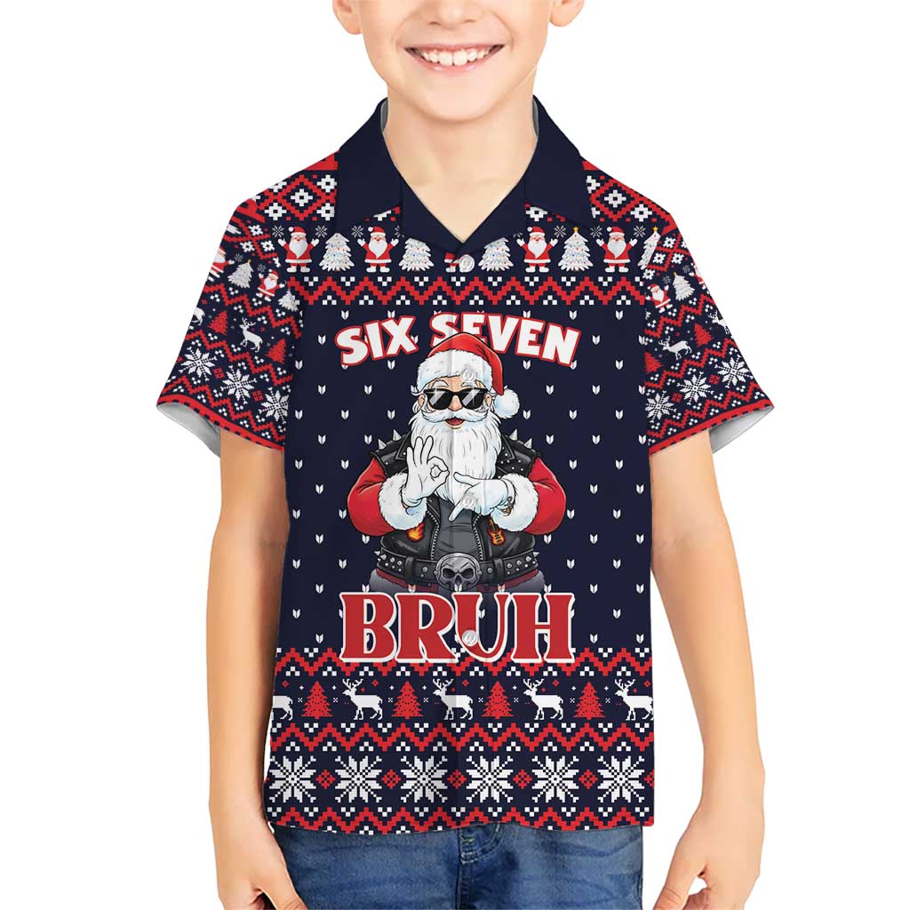 Funny Santa Six Seven Bruh Christmas Kid Hawaiian Shirt Meme Gen Alpha Slang - Wonder Print Shop