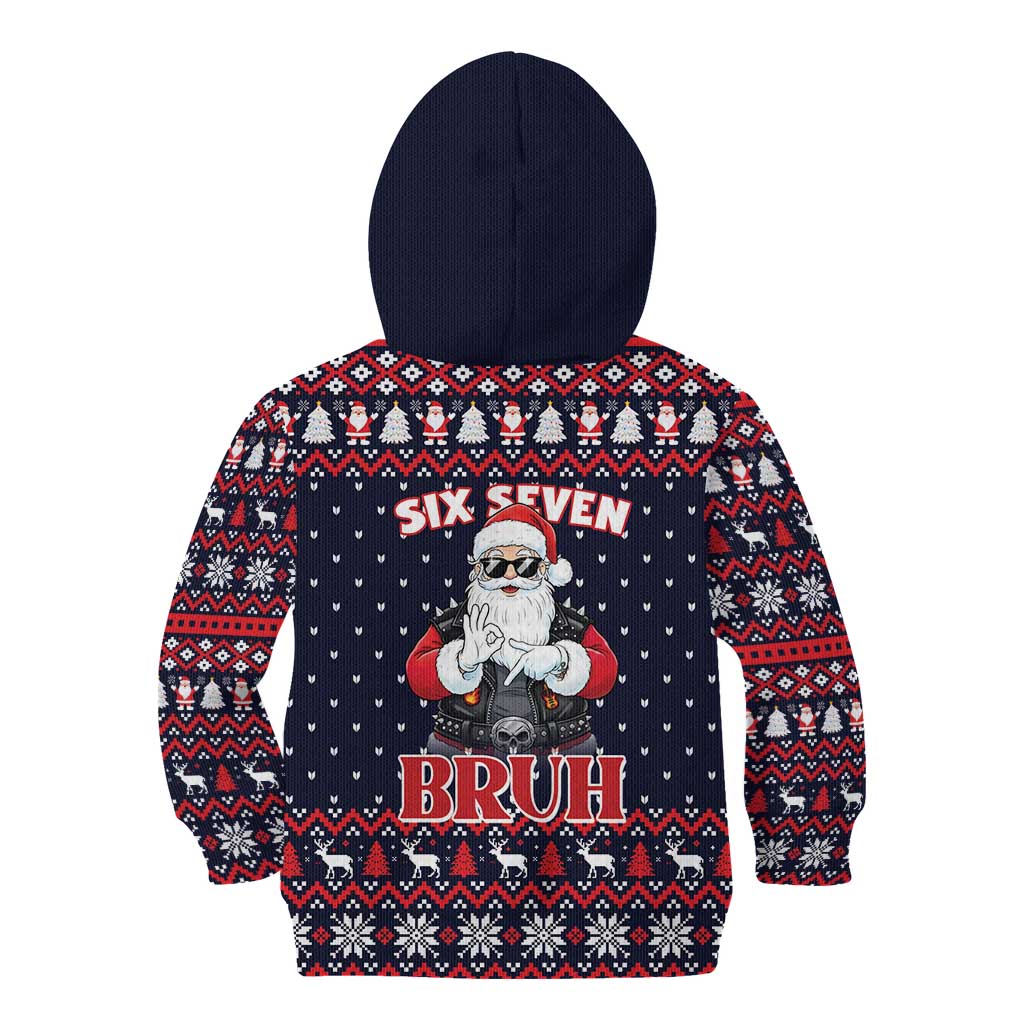 Funny Santa Six Seven Bruh Christmas Kid Hoodie Meme Gen Alpha Slang - Wonder Print Shop