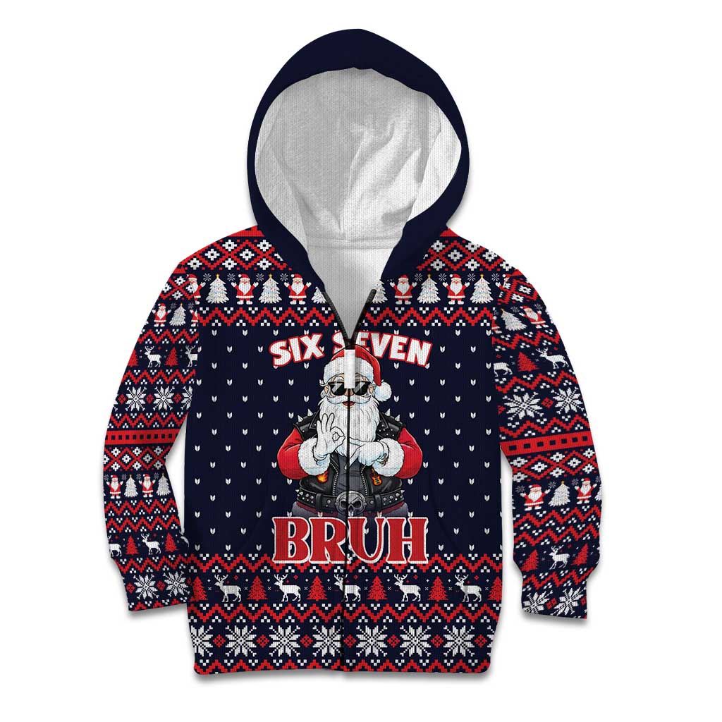 Funny Santa Six Seven Bruh Christmas Kid Hoodie Meme Gen Alpha Slang - Wonder Print Shop