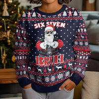Funny Santa Six Seven Bruh Christmas Kid Ugly Christmas Sweater Meme Gen Alpha Slang - Wonder Print Shop