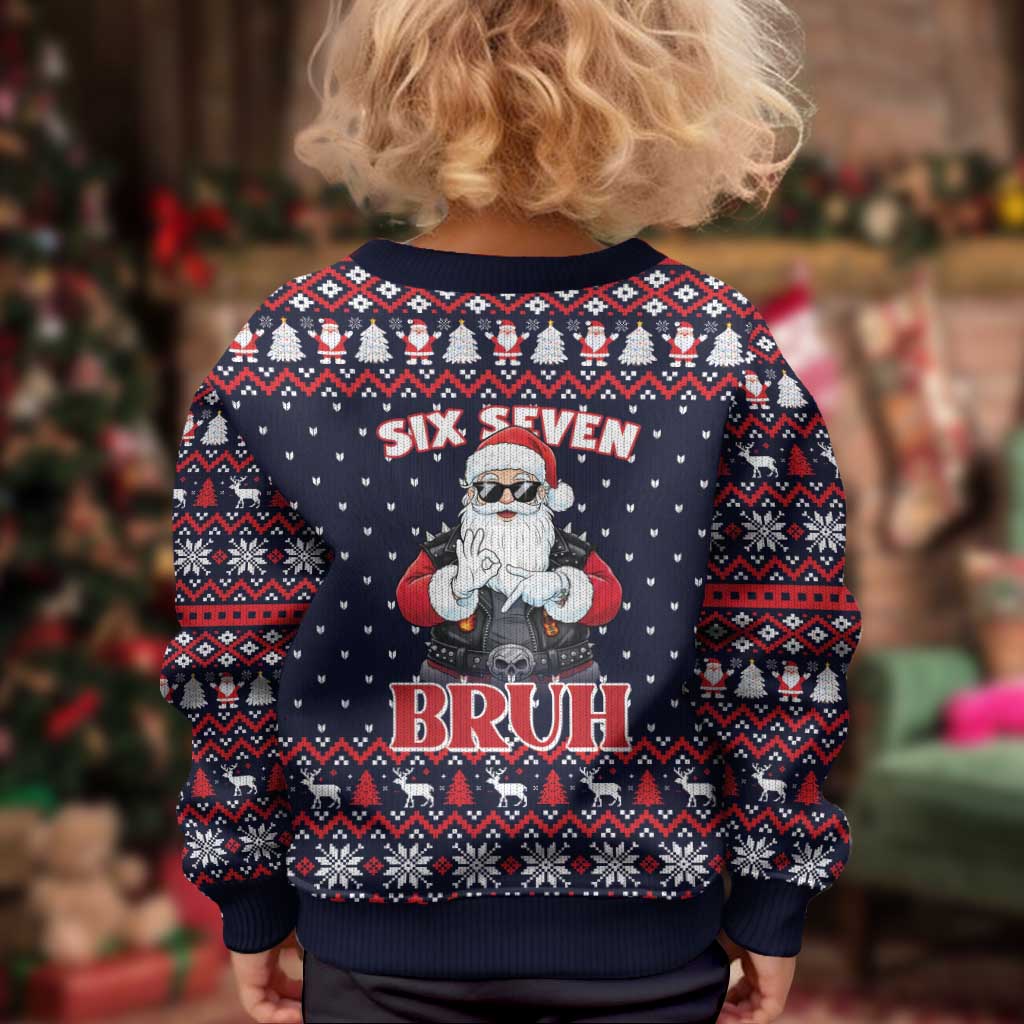 Funny Santa Six Seven Bruh Christmas Kid Ugly Christmas Sweater Meme Gen Alpha Slang - Wonder Print Shop