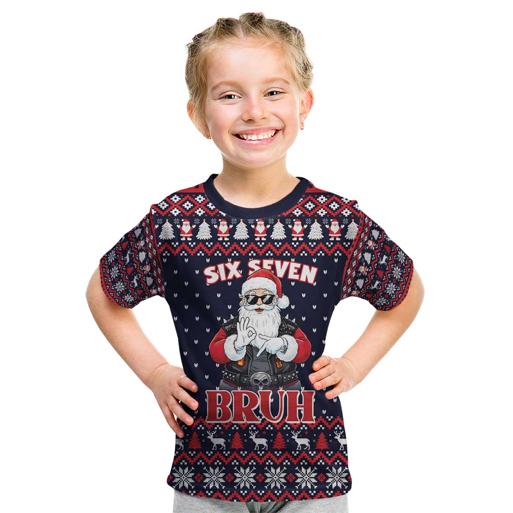 Funny Santa Six Seven Bruh Christmas Kid T Shirt Meme Gen Alpha Slang - Wonder Print Shop