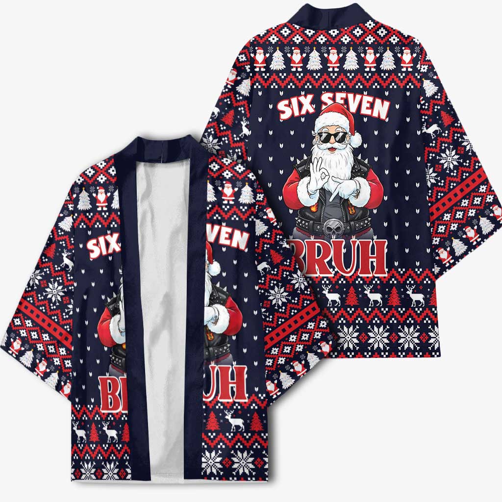 Funny Santa Six Seven Bruh Christmas Kimono Meme Gen Alpha Slang - Wonder Print Shop