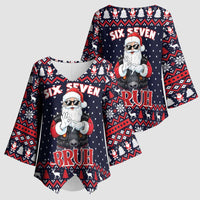 Funny Santa Six Seven Bruh Christmas Kimono Sleeve Blouse Meme Gen Alpha Slang - Wonder Print Shop