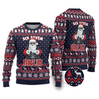 Funny Santa Six Seven Bruh Christmas Ugly Christmas Sweater Meme Gen Alpha Slang - Wonder Print Shop
