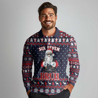 Funny Santa Six Seven Bruh Christmas Long Sleeve Polo Shirt Meme Gen Alpha Slang - Wonder Print Shop